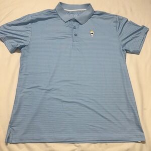 GOAT USA Mens L Blue White Striped Short Sleeve Golf Polo Shirt EUC